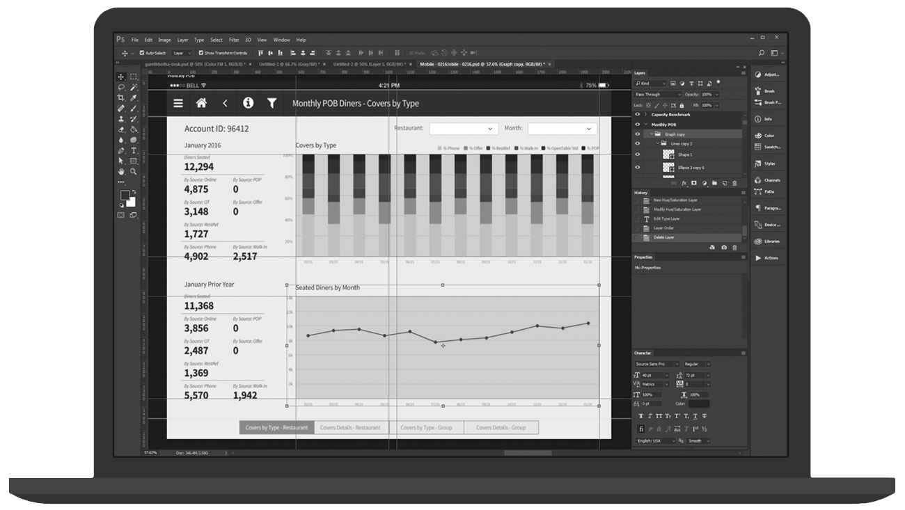 In-process work by UI & UX Designer Gareth Botha