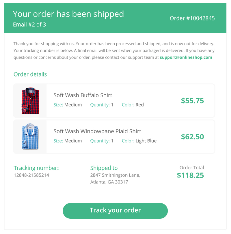 Email receipt template in a UX Design Project