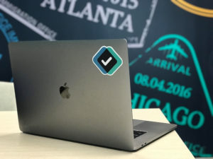 Laptop with sticker