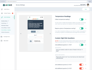 COVID-19 monitoring admin settings