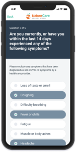 COVID-19 risk monitoring symptom question