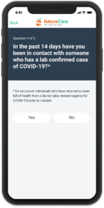 COVID-19 risk monitoring contact question