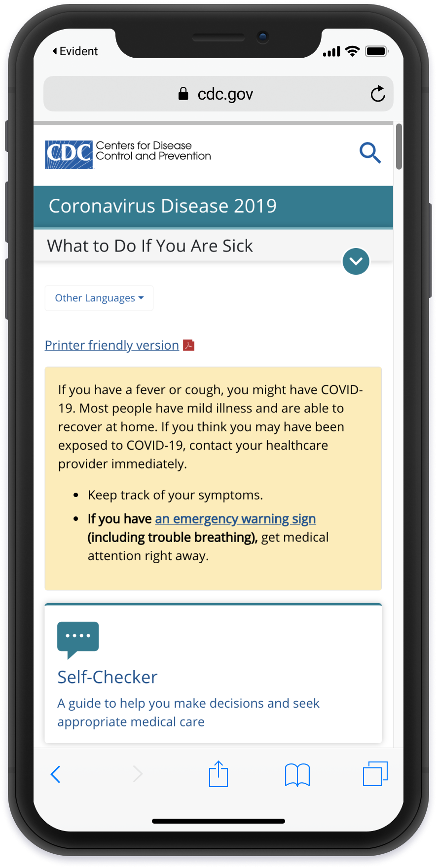 COVID-19 monitoring with CDC recommendations