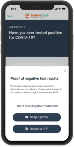 COVID-19 monitoring test results