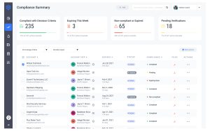 Light mode for the insurance compliance verification dashboard